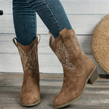 Damen Westernstiefel für breite Waden mit besticktem Schaft