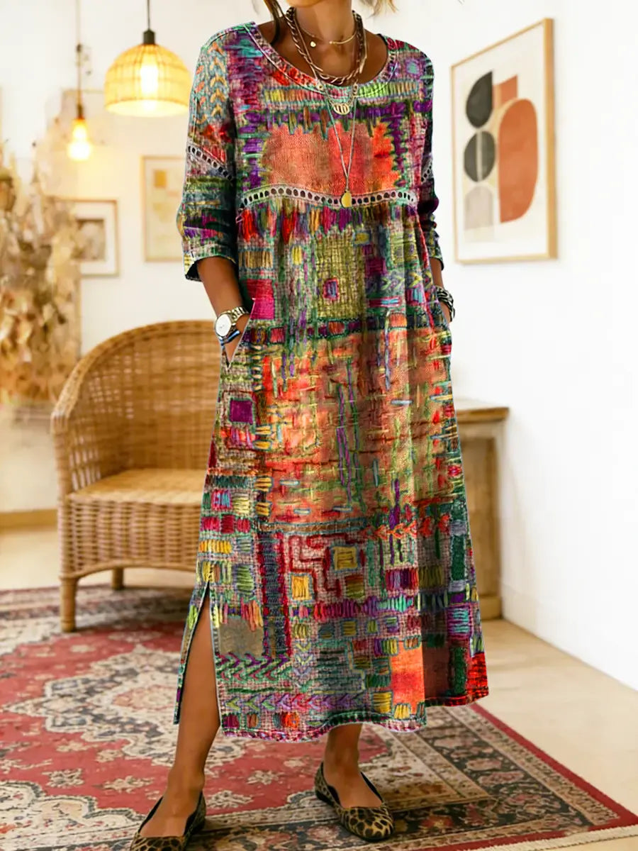 Isabelle | Ethnisches Patchwork-Kleid
