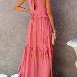 Sarah | Halter Rüsch Maxi Kleid (Fast ausverkauft)