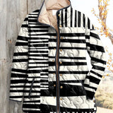 Damen schwarz-weiße abstrakte Steppjacke im Casual-Stil