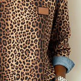 Leopardenmuster Denim Patchwork Pullover