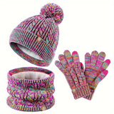 3-teiliges Winterset für Damen mit Mütze, Schal und Handschuhen