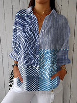 Fiora | Ocean Patchwork Bluse