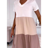 Alva | Farbblock Freizeitkleid mit kurzen Ärmeln