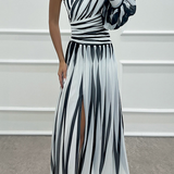 Chloe – Elegantes gestreiftes Maxikleid mit einem Schulterträger