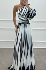 Chloe – Elegantes gestreiftes Maxikleid mit einem Schulterträger