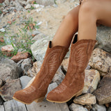 Damaris | Damen Westernstiefel für breite Waden mit Stickerei