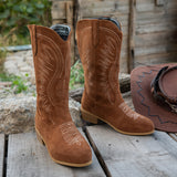Damaris | Damen Westernstiefel für breite Waden mit Stickerei