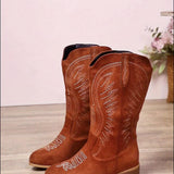 Damaris | Damen Westernstiefel für breite Waden mit Stickerei