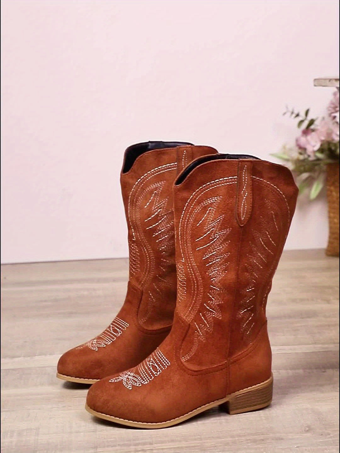 Damaris | Damen Westernstiefel für breite Waden mit Stickerei