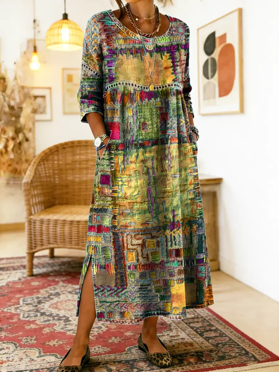 Isabelle | Ethnisches Patchwork-Kleid