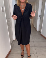 Els | Kleid mit kurzen Ärmeln und V-Ausschnitt