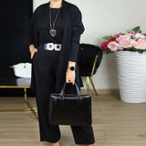 Schickes 3-teiliges Ensemble: Langer Cardigan, Top und Hose