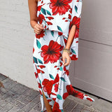 Rosie Maxikleid mit einem Schulterdesign und bedrucktem Saum