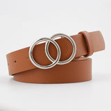 Damen Ledergürtel mit O-Ring-Schnalle