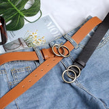 Damen Ledergürtel mit O-Ring-Schnalle