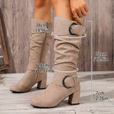 Hedvig | Damen kniehohe Stiefel in Slouch-Optik mit Doppelschnalle