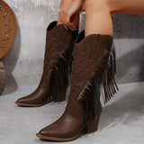 Beverley | Damen Westernstiefel mit weitem Schaft und Fransen