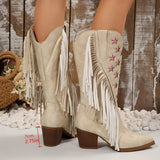 Beverley | Damen Westernstiefel mit weitem Schaft und Fransen