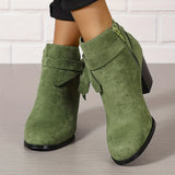 Heloise | Damen Stiefeletten mit Blockabsatz und Rückenschleifendetail
