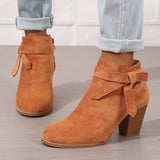 Heloise | Damen Stiefeletten mit Blockabsatz und Rückenschleifendetail