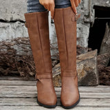Calixta | Damen kniehohe Stiefel mit Doppelschnallen