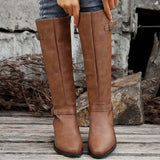 Calixta | Damen kniehohe Stiefel mit Doppelschnallen
