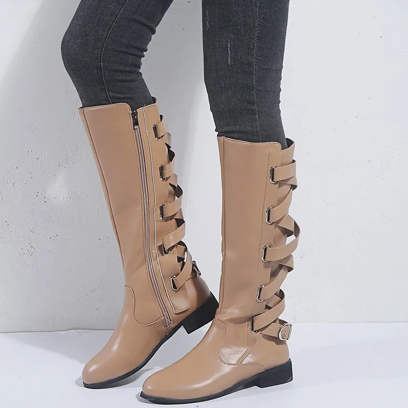 Kalinda | Damen knöchelhohe Reitstiefel mit rückseitigen Schnallen