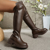 Maelyn | Damen flache Overknee-Stiefel mit Seitenreißverschluss