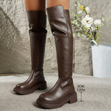 Maelyn | Damen flache Overknee-Stiefel mit Seitenreißverschluss