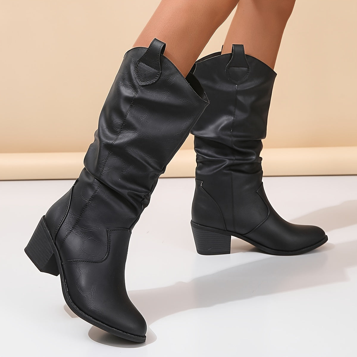 Galiene | Damen Westernstiefel für breite Waden mit flachem Absatz