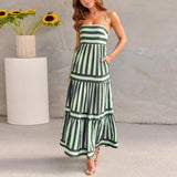 Marisol | Gestreiftes Maxikleid mit Trägern und Taschen