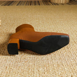 Kindra | Damen Strick-Stiefelette mit Blockabsatz und eckiger Zehenform