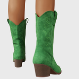Brecka | Damen Westernstiefel mit weiter Wadenpassform und Stickerei