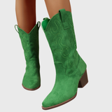 Brecka | Damen Westernstiefel mit weiter Wadenpassform und Stickerei