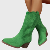 Brecka | Damen Westernstiefel mit weiter Wadenpassform und Stickerei