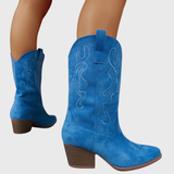 Brecka | Damen Westernstiefel mit weiter Wadenpassform und Stickerei