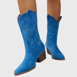 Brecka | Damen Westernstiefel mit weiter Wadenpassform und Stickerei