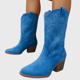 Brecka | Damen Westernstiefel mit weiter Wadenpassform und Stickerei
