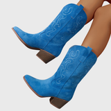 Brecka | Damen Westernstiefel mit weiter Wadenpassform und Stickerei