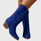 Brecka | Damen Westernstiefel mit weiter Wadenpassform und Stickerei