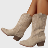 Brecka | Damen Westernstiefel mit weiter Wadenpassform und Stickerei