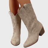 Brecka | Damen Westernstiefel mit weiter Wadenpassform und Stickerei
