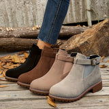 Nerida | Damen Chelsea-Stiefeletten mit Blockabsatz und Schnallenriemen
