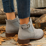 Nerida | Damen Chelsea-Stiefeletten mit Blockabsatz und Schnallenriemen