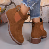 Nerida | Damen Chelsea-Stiefeletten mit Blockabsatz und Schnallenriemen
