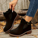 Nerida | Damen Chelsea-Stiefeletten mit Blockabsatz und Schnallenriemen