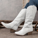 Brecken | Damen Westernstiefel mit weitem Schaft und Reißverschluss