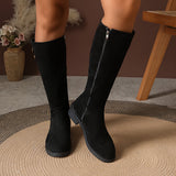 Halcyon | Damen kniehohe Stiefel mit goldfarbenen Knopfakzenten