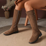 Halcyon | Damen kniehohe Stiefel mit goldfarbenen Knopfakzenten